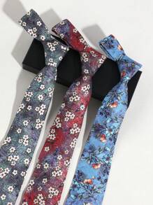 1pc Men's Floral Pattern Tie, Suitable For Sports, Travel, Daily Party Matching
