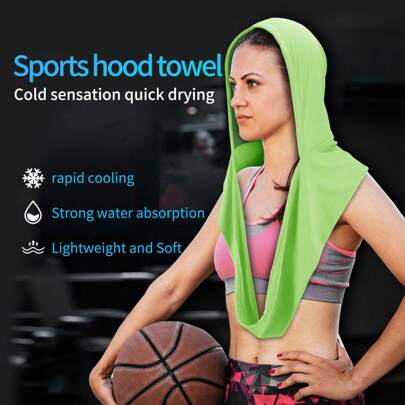 凉爽连帽头巾，颈部和面部即时冷却毛巾，透气，柔软，凉爽和吸汗，适合炎热天气冰巾，头巾适用于骑自行车，徒步旅行，跑步，瑜伽，海滩等活动