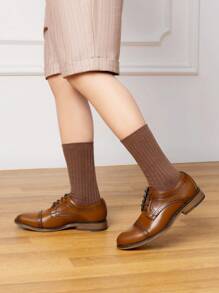 Boy's Classic Oxfords Dress Shoes Smooth PU Upper Comfortable Suitable For Back To School Daily Wear Brown Shoes - màu nâu - Xem 4