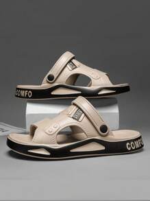 Unisex Adjustable Back Slip On Sandals, Indoor Outdoor House Shower Slippers With Anti-Slip Soft Sole, Suitable For Casual, Beach, Street Walk - Khaki - View 5