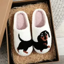 Women's Casual Thermal Lined Slippers With Strawberry Embroidery, Fashion House Slippers For Autumn/Winter
