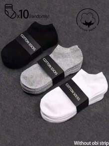 1/3/5/10/20 Pairs Of Men's Short Socks,Cotton Socks,Invisible Socks,Grey Socks,Autumn/Winter/Spring/Fall/Summer Socks,Breathable, Moisture Wicking, Sports, Business, Leisure, And Seasonal Socks - Multicolor - View 10