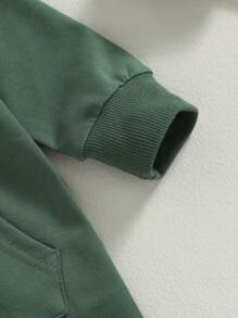 Monos de otoño para bebés, niños y niñas, de manga larga, de color liso, con cremallera y capucha, para recién nacidos - Verde - Ver 4