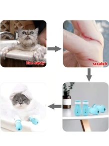 Four Adjustable Claw Sets Designed To Protect Scratches From Hair, Bathing And Shaving. These Rain Boots Prevent Bites And Scratches, And Include Bathing, Claw Trimming, And Headgear To Prevent Licking During Feeding