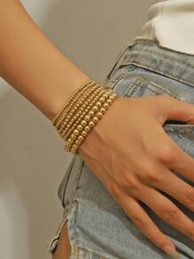 7pcs Minimalist Creative Elegant Versatile Beaded Bracelet Set, Suitable For Casual, Commuting, Vacation, Dating, Daily Wear Accessory