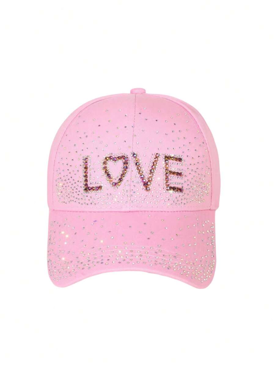 1 pieza Gorra de béisbol unisex con letra de cristal de colores, sombreros snapback versátiles y de moda para protección solar de primavera/verano - Multicolor - Ver 1