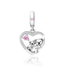 1pc Su-Carata Silver-Plated Animal Series Playful Koala Heart Pendant Decoration, Suitable For Bracelets And Necklaces, Jewelry Beads And Accessories, Gift For Female Friends And Family