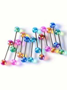 6pcs Acrylic Tongue Rings, Nipple Piercings, Stainless Steel Navel Belly Button Rings, Unisex, Suitable All Year Round