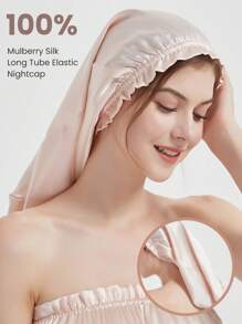 1pc Elegant Women's Silk Sleeping Cap, 100% Mulberry Silk Tube Hair Cap