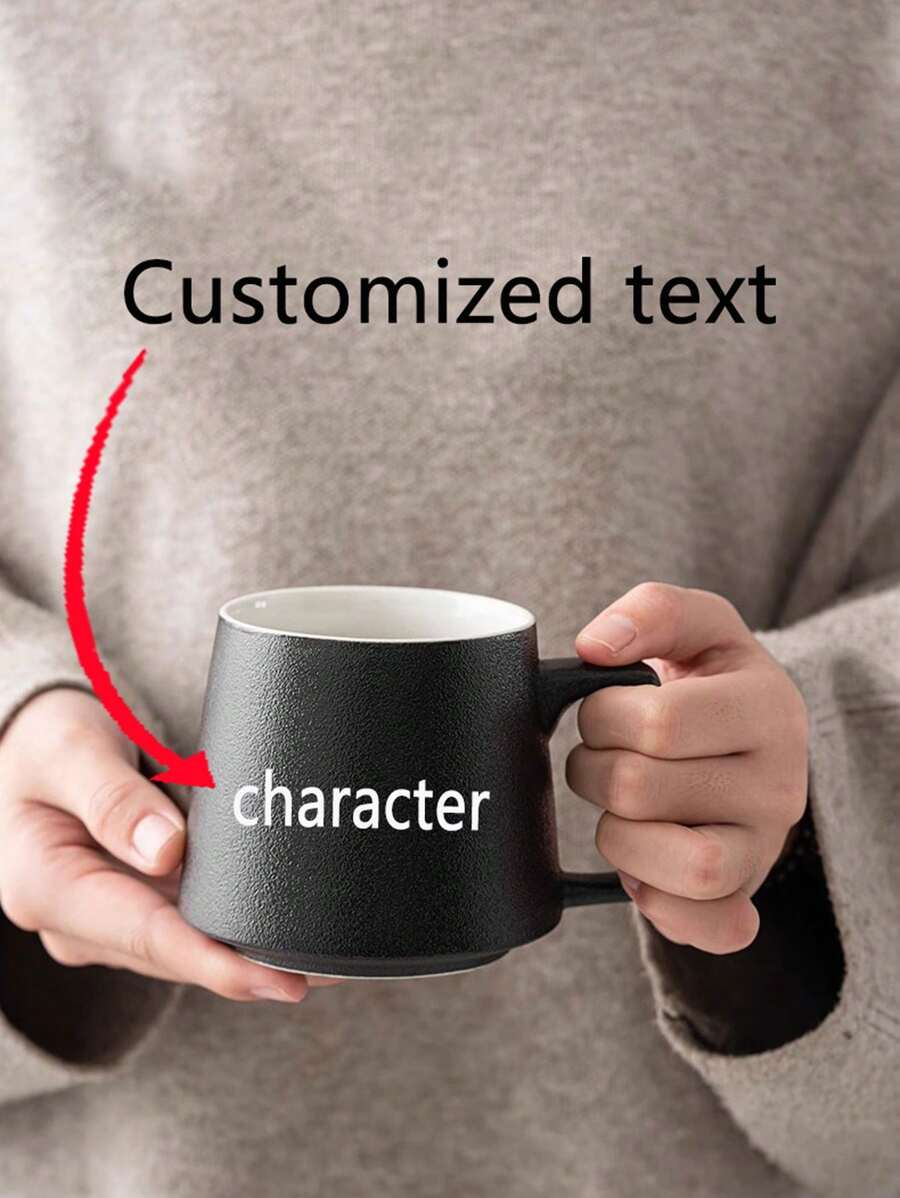 1pc Customized Name Ceramic Mug, Personalized Text Or Letter Coffee Cup, Outdoor Camping Mug, Suitable As Bridesmaid Gift, Friend Gift, Mother Gift, Valentine Gift