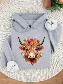 Adorable Highland Cow Easter Hoodie, Retro Cow Hoodie, Floral Cow Hoodie, Gift For Cow Lover, Wildflower Cows Hoodie, Farm Spring Hoodie. SH-6