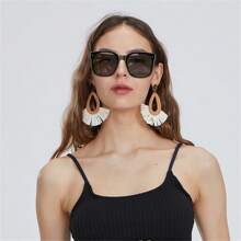 Gafas de sol retro personalizadas, resistentes a los rayos UV y a los rayos azules para mujer - Negro - Ver 2