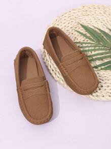 1 Pair Yellow Suede Fashion Casual Loafers For Kids, Suitable For School & Outdoor, Spring & Autumn - Yellow - View 3