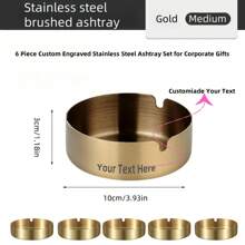 Set da 6 posacenere personalizzati in acciaio inox, incisi su misura per regali aziendali, ed eventi - con il nome della tua azienda, perfetti per matrimoni, feste al bar, caffetterie