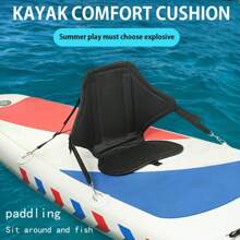 Multifunctional Swivel Seat With Backrest And Lumbar Support For Surfboard, Kayak, Fishing, Inflatable Boat, Aluminum Alloy Frame, Thick Webbing, Beach Essentials, Beach Accessories, Pool Float - Black - View 2