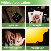 14pcs/Set Witch Runes Set With Guidebook And Storage Bag, Runes Set For Beginners, Divination Healing Alchemy Woodcut Meditation Altar Game Runes, Home Decoration, Gaming Supplies,Christmas