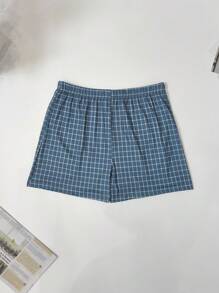 4条装男士休闲格子印花平角内裤，宽松透气弹力腰带睡衣短裤，夏季 - 彩色 - 查看 6