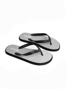 Plus Size Men & Women Fashion Casual Soft & Comfortable Flip Flops, Suitable For Outdoor, Beach, Vacation, Bathroom And Street Wear, Spring/Summer - Grey - View 1