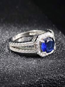 MOONSO 精致奢华闪亮全水钻女士锆石戒指，时尚个性珠宝，适合约会、购物、派对、节日、高品质礼物，R1104 - r1104b-blue - 查看 40