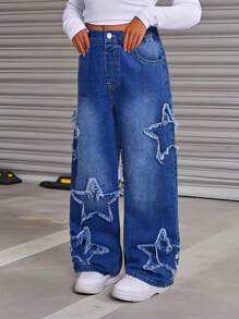 Streecool Teen Girl & Teens Girls Vintage Street Style Casual Loose Wide Leg Comfortable Jeans