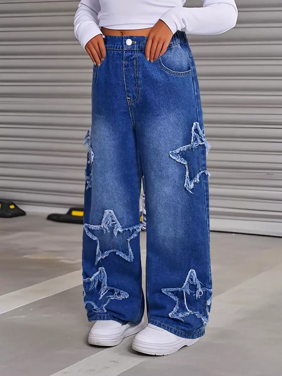 Streecool Teen Girl & Teens Girls Vintage Street Style Casual Loose Wide Leg Comfortable Jeans