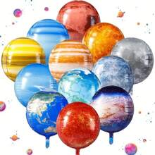 12Pcs/Set Vibrant Space Themed 22Inch 4D Aluminum Foil Balloon Earth And Planetary Design Colorful Galaxy Decorations For Birthday Wedding Graduation Ceremonies Space Party Decorations - Multicolor - View 1