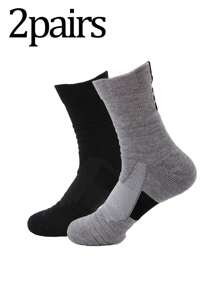 4pcs/Pack Men's Thick Terry Cushioned Mid-Calf Sports Socks, Moisture-Wicking Non-Slip For Running, Hiking, Basketball - Multicolor - View 17