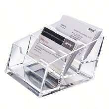 1pc Clear Acrylic Business Card Holder, Double/ Triple-Layered Simple Desk Name Card Stand For Trade Shows And Offices, Back To School Valentine Day
