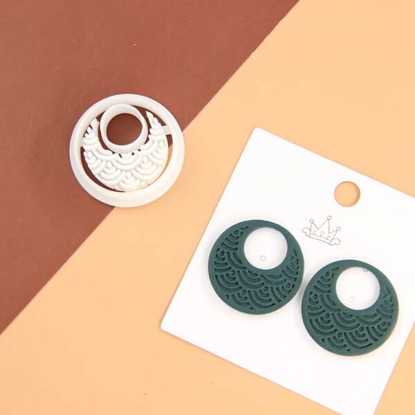 1pc Circular Clay Cutters, Moon Polymer Clay Cutters, National Style Clay Earring Cutters, Beautiful Clay Cutter Set, Polymer Clay Earring For Earring Making, Jewelry Making Kits