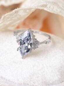 Anillo de compromiso de plata de ley 925 con un sencillo diamante, regalo para el amor, aniversario, San Valentín, bodas, fiestas y uso diario