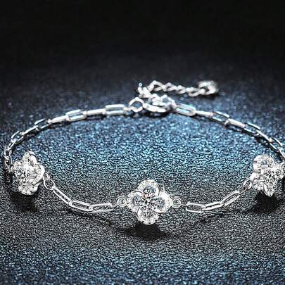 1 件时尚奢华 925 银 1.5 克拉莫桑石手链，适合女性日常佩戴、派对、婚礼、周年纪念、母亲节、情人节礼物