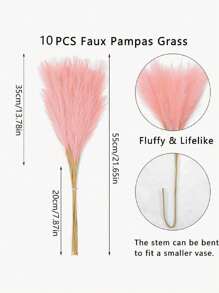 5/10/20/40pcs Of Artificial Reeds, 55cm/21.65 Inch High Plush Artificial Grass, Large Universal Pampas Tree Branches For Floor Vase Filling, Suitable For Bohemian Decoration In Home Kitchens, Room Decoration, Wedding Party Decoration, Fake Plants, Autumn Decoration, Rooms, Desks, Garden Decoration, Room Decoration, DIY Photography Props, Mother's Day, Graduation Season Decoration (Note: One Size=10 Pieces)