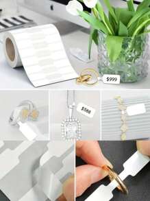 5 Volumes 2500 Stickers Jewelry Price Tags Stickers Roll For Necklace Ring Display Labels, Blank Self Adhesive Identification Tags, Price Marker Labels Accessories Display Paper (1 Roll, 500 Labels/Roll)