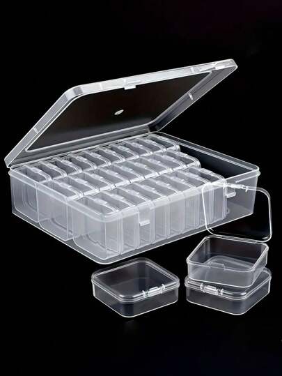 Set Of 12/15/20/30 Pcs (2.17in) Transparent Plastic Storage Organizer Boxes - Ideal For Beads, Jewelry, Crafts - Organizing Solution, Perfect Small Gift For Yourself, Students, Friends, Lover - Jewelry Box Back To School