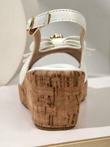 2025 Girls' Peep-Toe Design Sandals, Minimalist & Practical - White - View 6