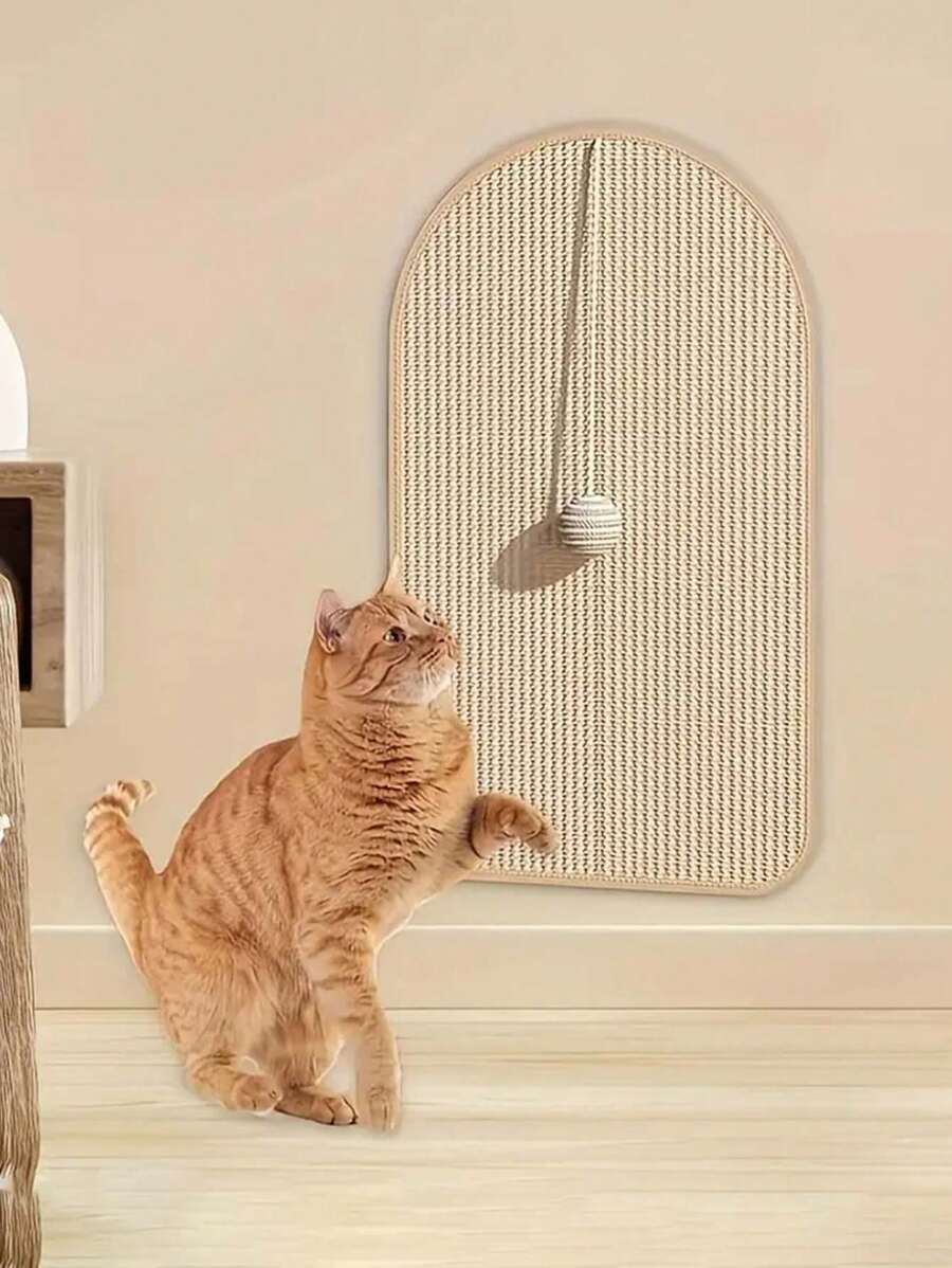 1PC Sisal Cat Scratching Board - , Sofa Safe Scratching Board With Fun Toy Cat, Cat Mat