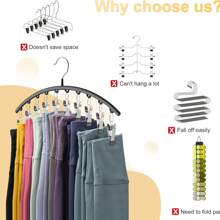 Organizer per leggings per armadio, appendiabiti in metallo con 10 clip per pantaloni yoga, organizer appeso salva-spazio per armadio, gruccia curva per vestiti, appendiabiti in metallo per pantaloni yoga, portaoggetti per armadio, appendiabiti portatile e pieghevole