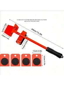 5Pcs/Set Furniture Mover Tool Set With Bar Furniture Mover Lifter With Wheel Professional Moving Tool Heavy Furniture Moving Sliders Appliance Rollers Heavy Duty Furniture Lifter And Sliders Kit Furniture Movers Sliders Appliance Movers - Multicolor - View 12