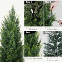 Topiary Cedar Trees 3FT Tall 2 Set, Outdoor Indoor Faux Pine Shrubs Plants, Realistic Fake Plants Front Porch Decor, Artificial Bushes Cypress For Home Front Door Offices