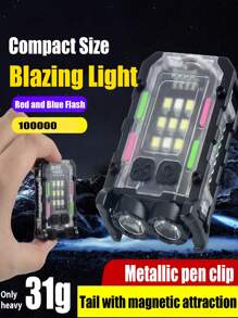 1PC Protable Bright Powerful Torch Light LED Multifunctional With Cap Clip Tail Magnt Work Light 400MAH EDC Mini Keychain Flashlight