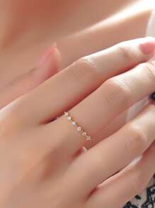 1 pieza Anillo de mujer de plata de ley 925 de lujo, incrustado con circonita cúbica brillante, perfecto para compromiso, boda, fiesta y regalo durante todo el año