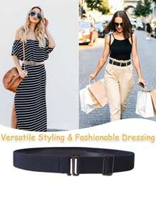 1/2件装 女士隐形弹力腰带 透明弹力织带腰带 平扣