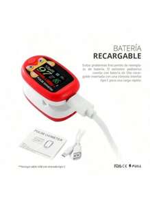 Oxímetro digital recargable que controla simultáneamente la saturación de oxígeno, la frecuencia del pulso y la PI para realizar pruebas y controles diarios Fácil de usar Cómodo de llevar (amarillo, rojo, azul). - Rojo - Ver 5