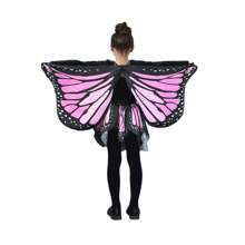 女孩蝴蝶翅膀服装套装，蝴蝶披肩和裙子，女孩装扮翅膀万圣节生日派对礼物，女孩昆虫服装派对礼物，蝴蝶主题疯狂装扮女孩，可爱蝴蝶翅膀，适合万圣节、圣诞节、生日派对 - 彩色 - 查看 12