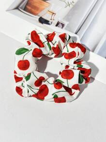 2pcs Cherry & Strawberry Fruit Print Hair Scrunchies, Sweet & Fashionable Hair Accessories For Ladies Hair Ties Scrunchy Hair Ties - 2pcs Cherry + Strawberry - View 3