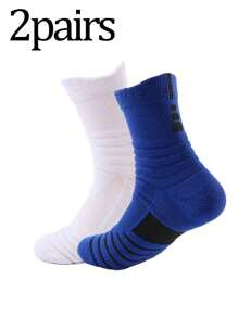 4pcs/Pack Men's Thick Terry Cushioned Mid-Calf Sports Socks, Moisture-Wicking Non-Slip For Running, Hiking, Basketball - Multicolor - View 12