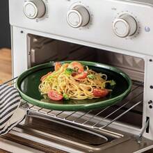 Ceramic Dinner Plates Set, 10.5 Inch, Set Of 6, Round, Microwave, Oven, Dishwasher Safe, Porcelain Fluted Suitable For Steak, Pasta, Pizza, Home, Party, Restaurant (Blue) - 綠色 - 查看 5