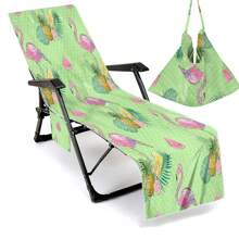 Housse de chaise de plage pliable pouvant être pliée en un sac à porter à l'épaule, avec des poches latérales pour ranger lunettes et téléphone. Convient pour les chaises de plage, serviettes, chaises de piscine et transats. Facile à transporter. Été, accessoires de voyage, vacances, décorations de salle de bain, essentiels de plage