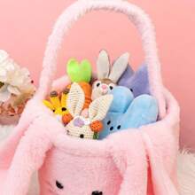 个性化复活节篮子，刺绣复活节兔子储物篮，自定义名称复活节兔子篮子，复活节礼物，复活节快乐 - 彩色 - 查看 6