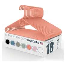 Made In USA Super Heavy Duty Plastic Clothes Hangers - Bulk Packs Available, Strong Hangers For Closet And Clothing 18pk Peach